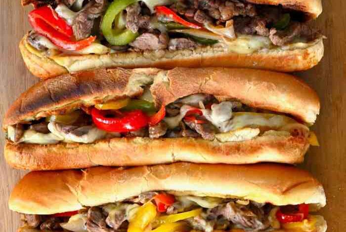 Philly cheesesteak sandwich with garlic mayo