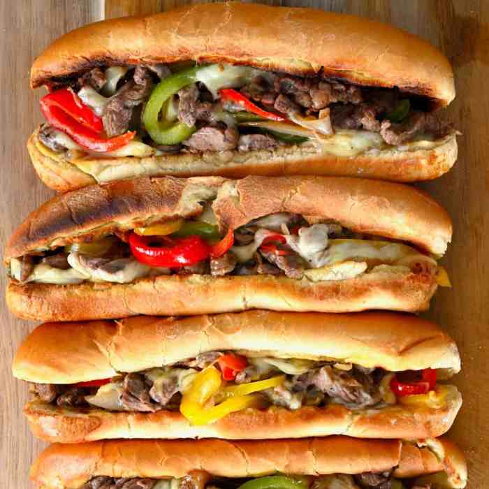 Philly cheesesteak sandwich with garlic mayo