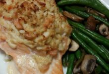 Stuffed salmon with shrimp and crab