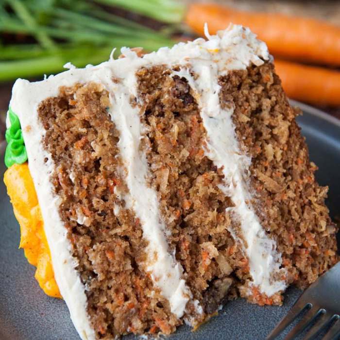 Carrot cake with pineapple cream cheese frosting