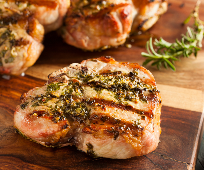 Grilled lemon herb pork chops