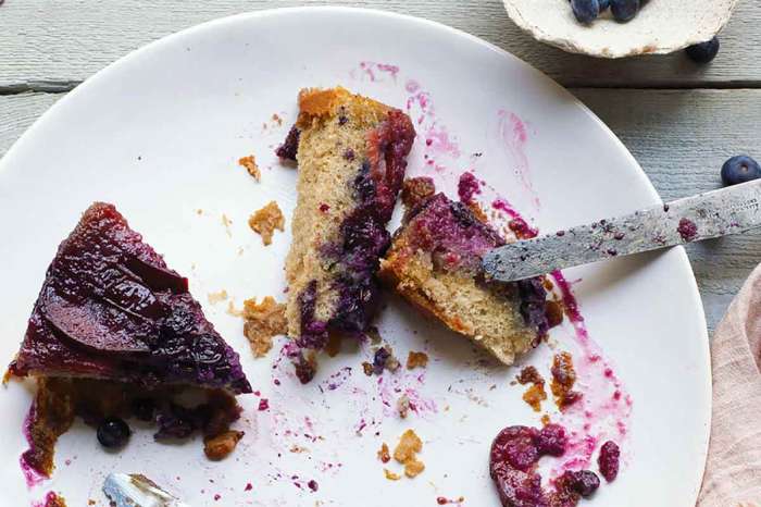 Plum blueberry upside down cake