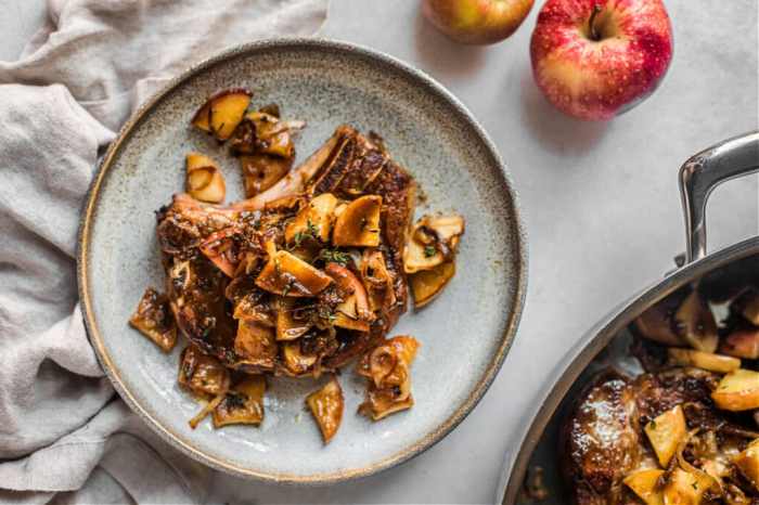 Pork chops with apples and onions