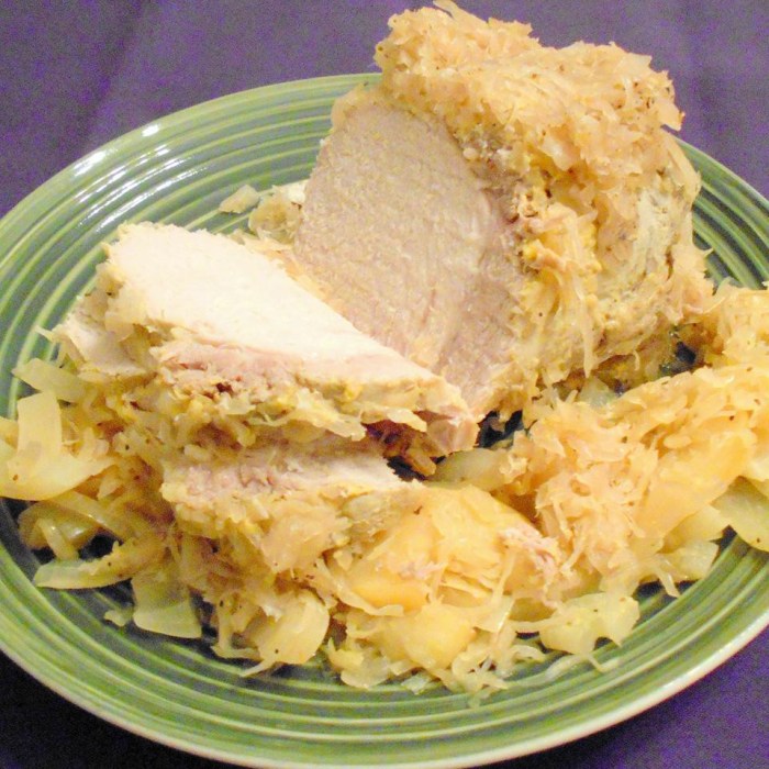 Slow cooker sauerkraut pork loin
