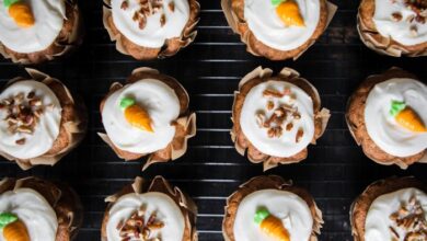 Carrot cake cupcakes with cream cheese frosting