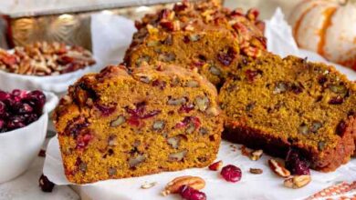 Moms fresh cranberry pumpkin bread