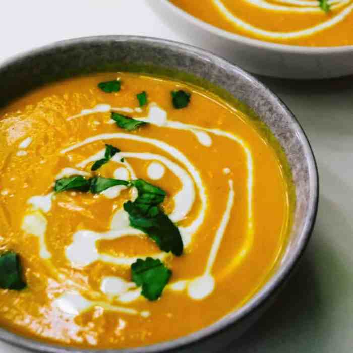 Vegan pumpkin soup with coconut milk