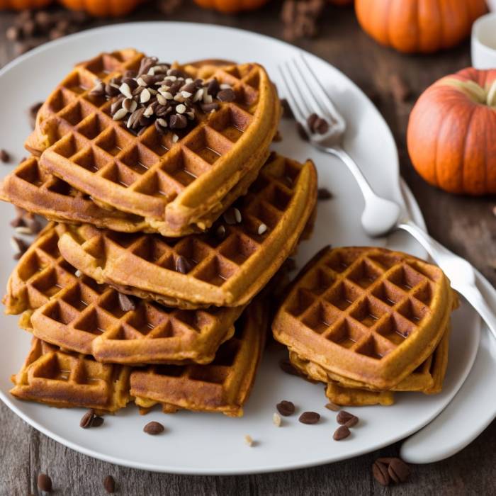 Pumpkin waffles with apple cider syrup