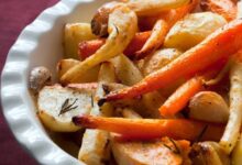 Slow roasted winter vegetables