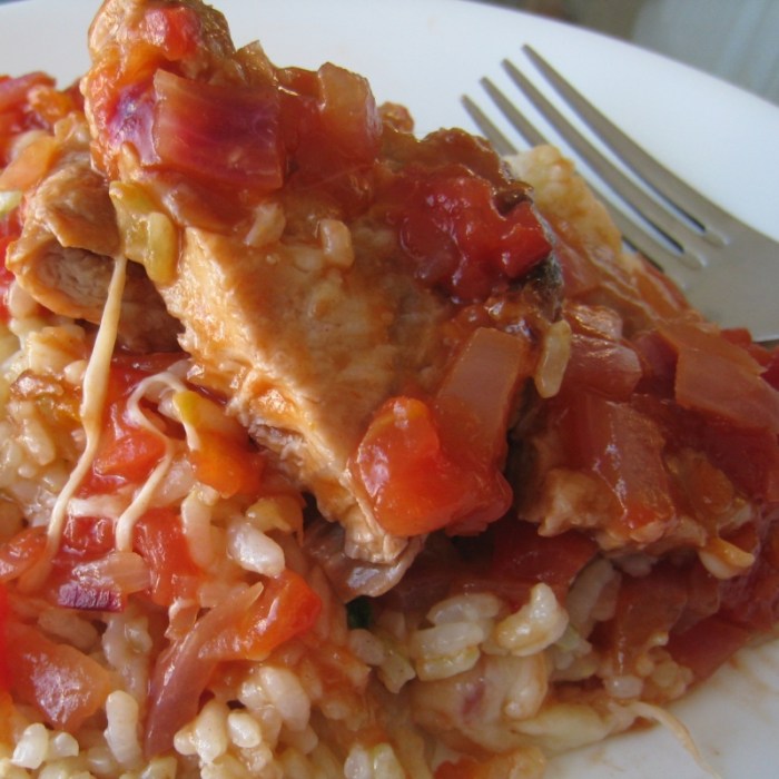 Baked pork chops and rice