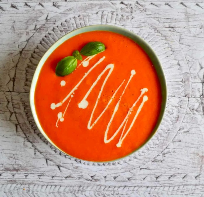 Vegan roasted red pepper and carrot soup