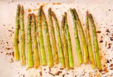 Roasted asparagus with herb goat cheese