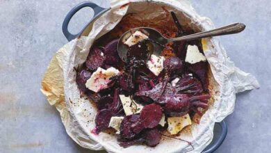 Roasted beets with feta