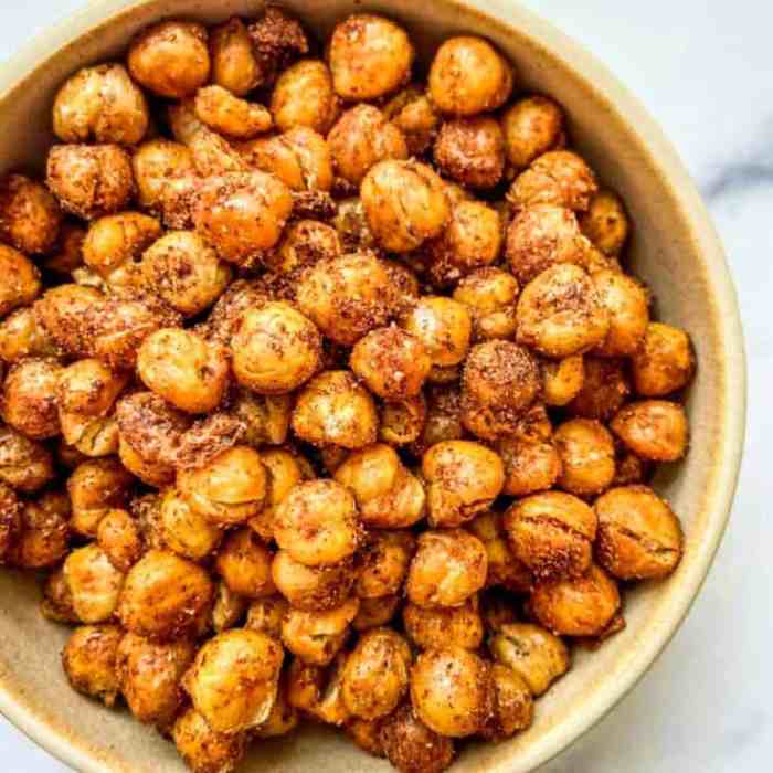 Roasted chickpeas spicy snack taco seasoned make crunchy shugarysweets keeps fiber sweets great idea healthy shugary full satisfied longer which