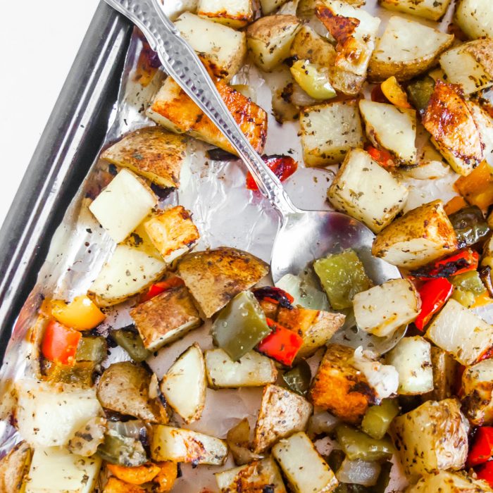 Roasted potatoes and onions easy and delicious