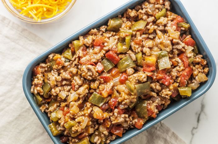 Ground beef casserole with potatoes and cabbage