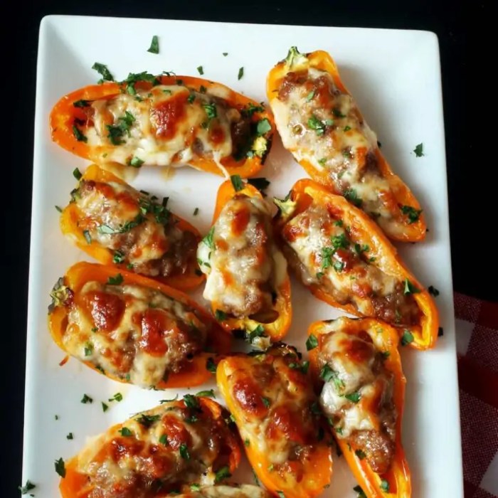 Air fryer mini peppers stuffed with cheese and sausage