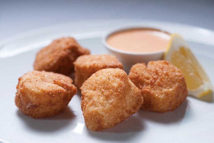 Breaded and fried scallops