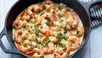 Camarones con crema mexican shrimp in cream