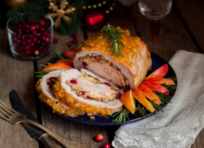 Cranberry apple stuffed pork loin