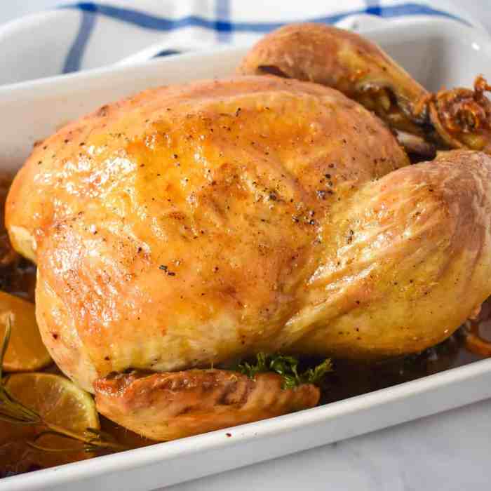 Whole chicken in a pan