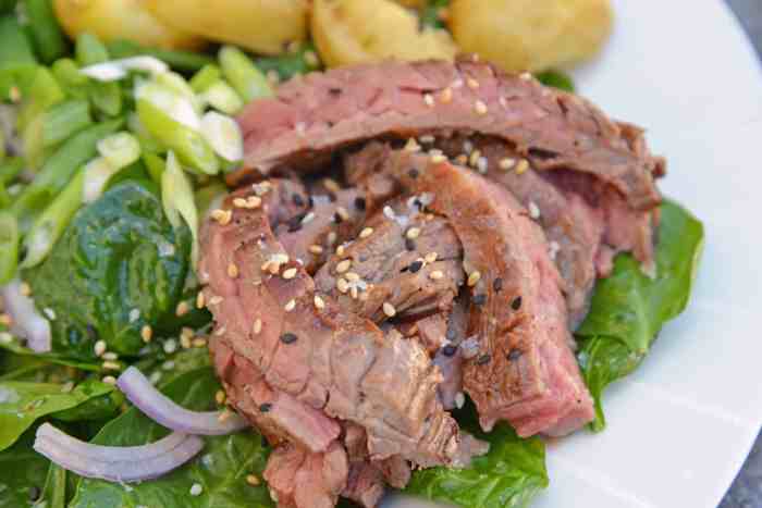 Miso glazed skirt steak