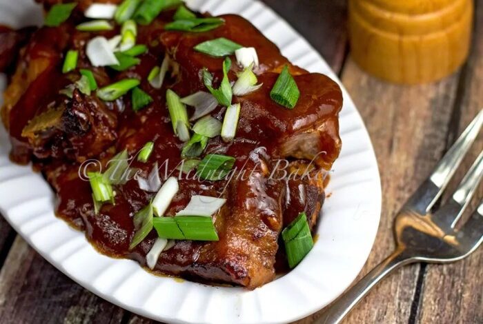 Slow cooker pork rib tips