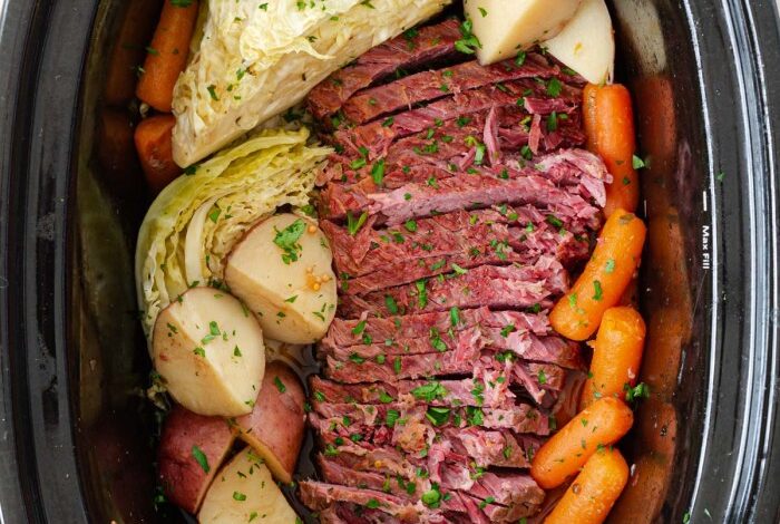 Slow cooker corned beef and cabbage