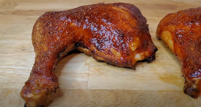 Smoked chicken leg quarters