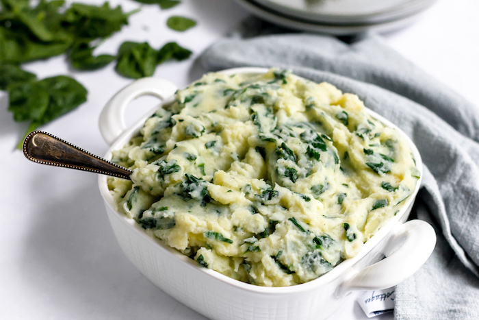 Spinach omelette with leftover mashed potatoes