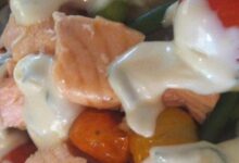 Creamy salmon salad with mayo
