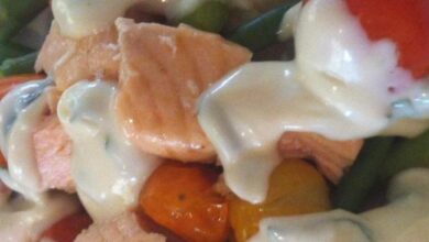 Creamy salmon salad with mayo