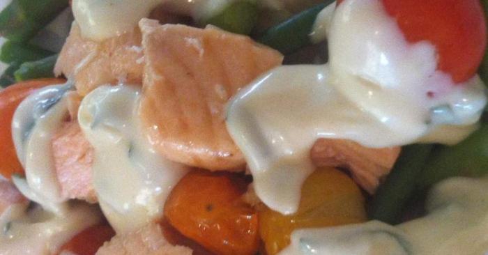 Creamy salmon salad with mayo