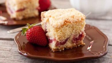 Fresh strawberry coffee cake