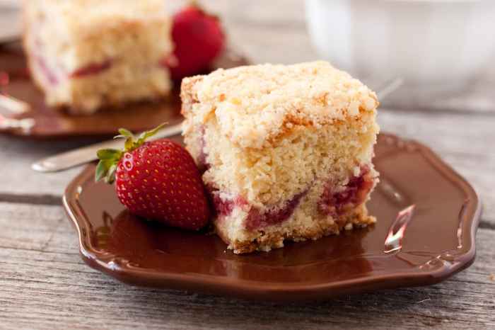 Fresh strawberry coffee cake