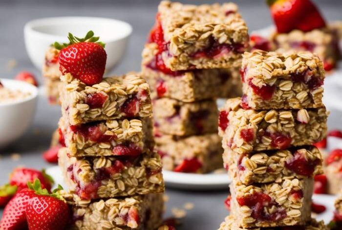 Strawberry oatmeal breakfast bars