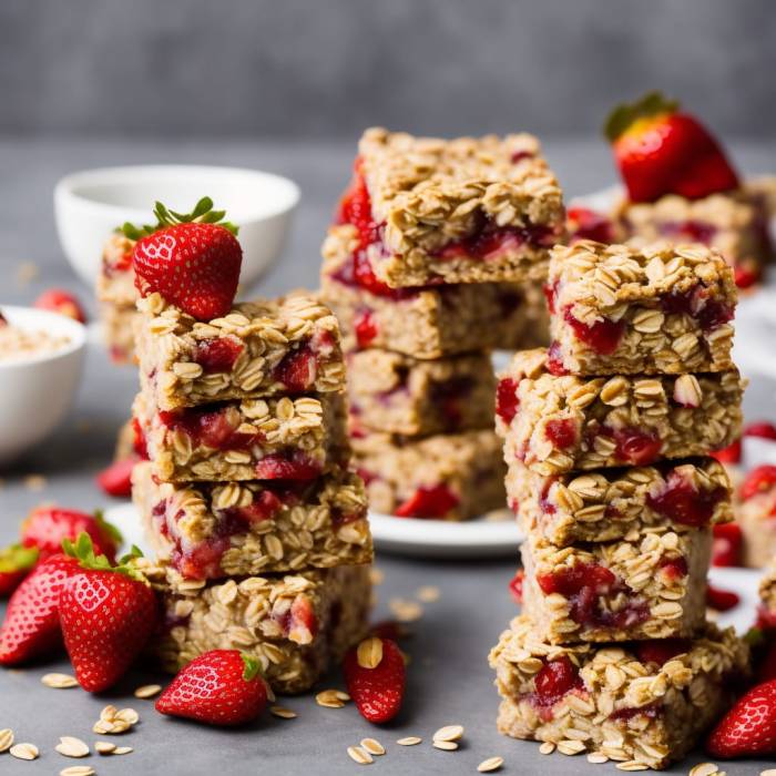 Strawberry oatmeal breakfast bars