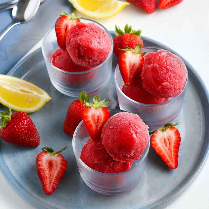 Sweet and silky strawberry sorbet