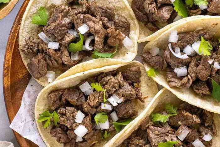 Authentic baja mexican street tacos carne asada