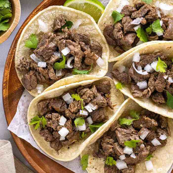 Authentic baja mexican street tacos carne asada