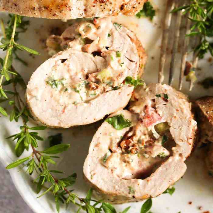 Pesto and cheese stuffed pork tenderloin