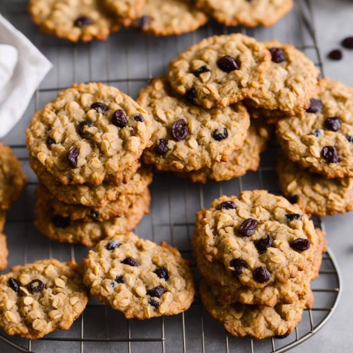 Thin and crispy oatmeal raisin cookies