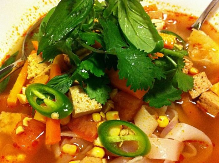 Homemade tom yum soup