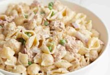 Cavatappi pasta salad with tuna and olives