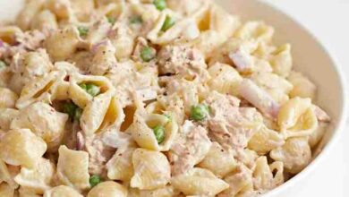 Cavatappi pasta salad with tuna and olives