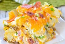 Twice baked potato casserole with bacon