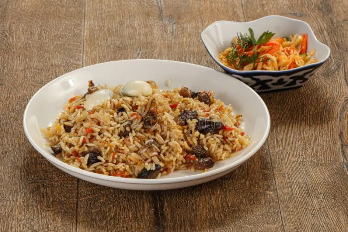 Uzbek plov lamb and rice pilaf