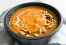 Vegan pumpkin soup with coconut milk