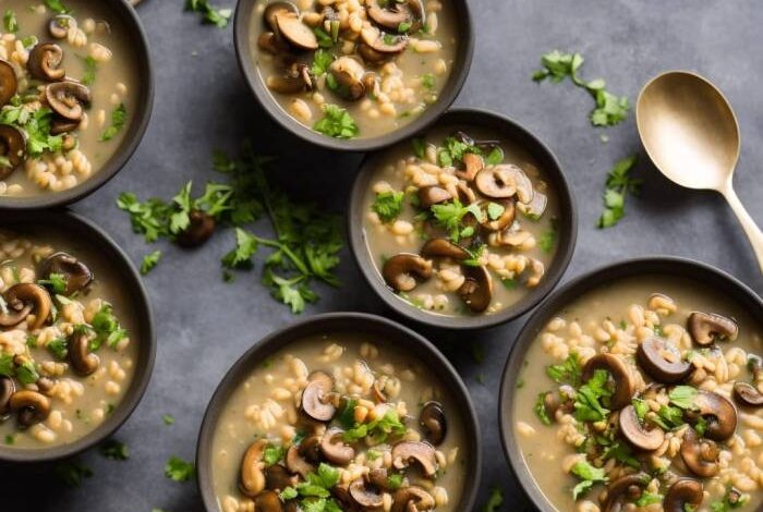 Very easy mushroom barley soup