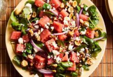 Watermelon goat cheese salad